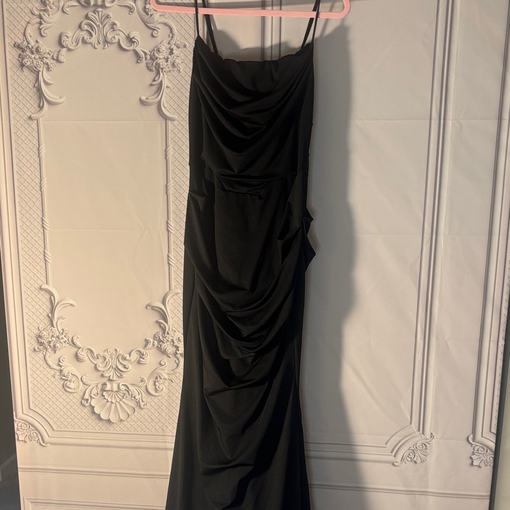 NWOT Formal Strapless Black Stretch Mermaid Dress, Sz L